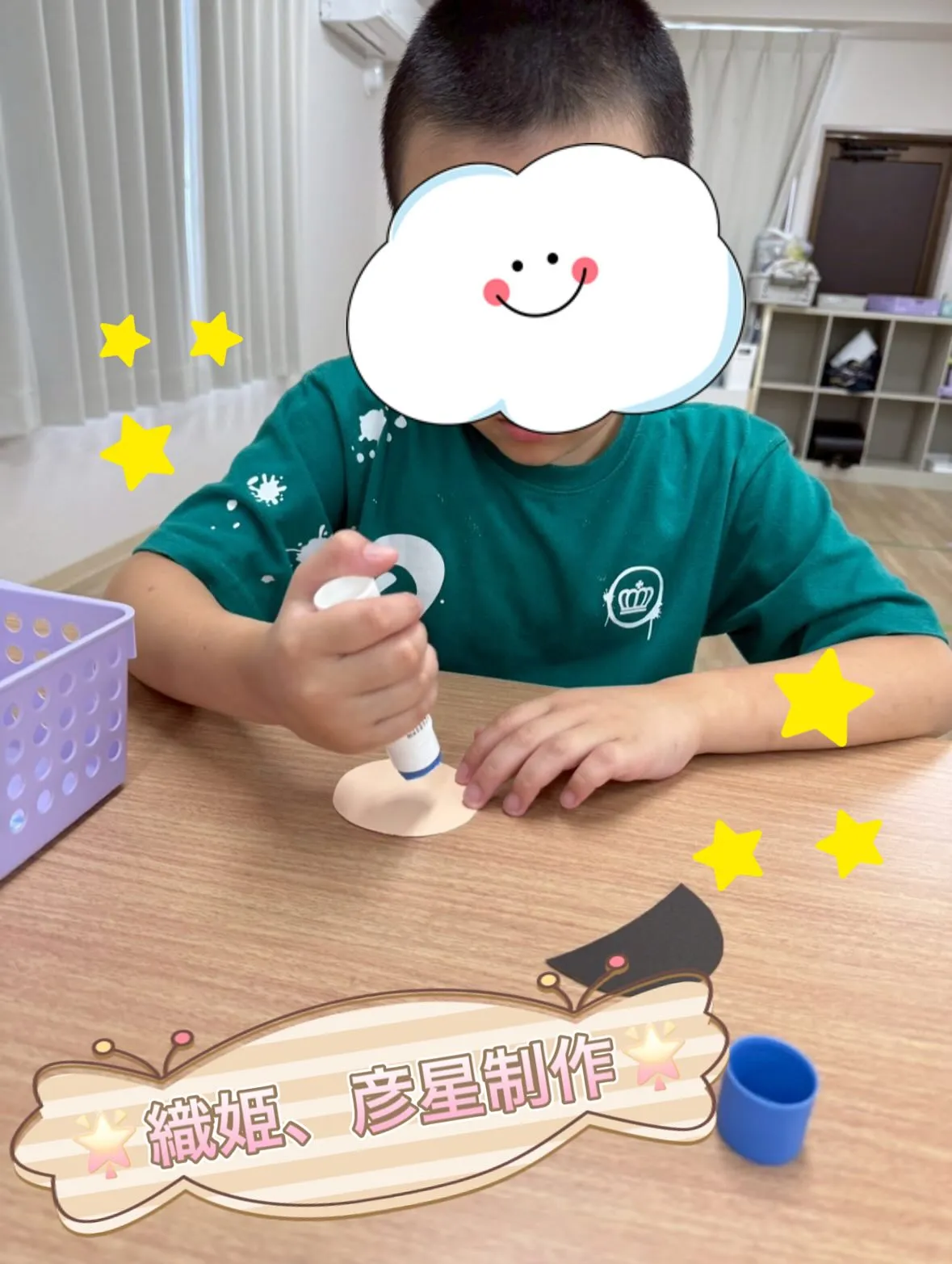 七夕制作で、織姫と彦星を作りました⭐️