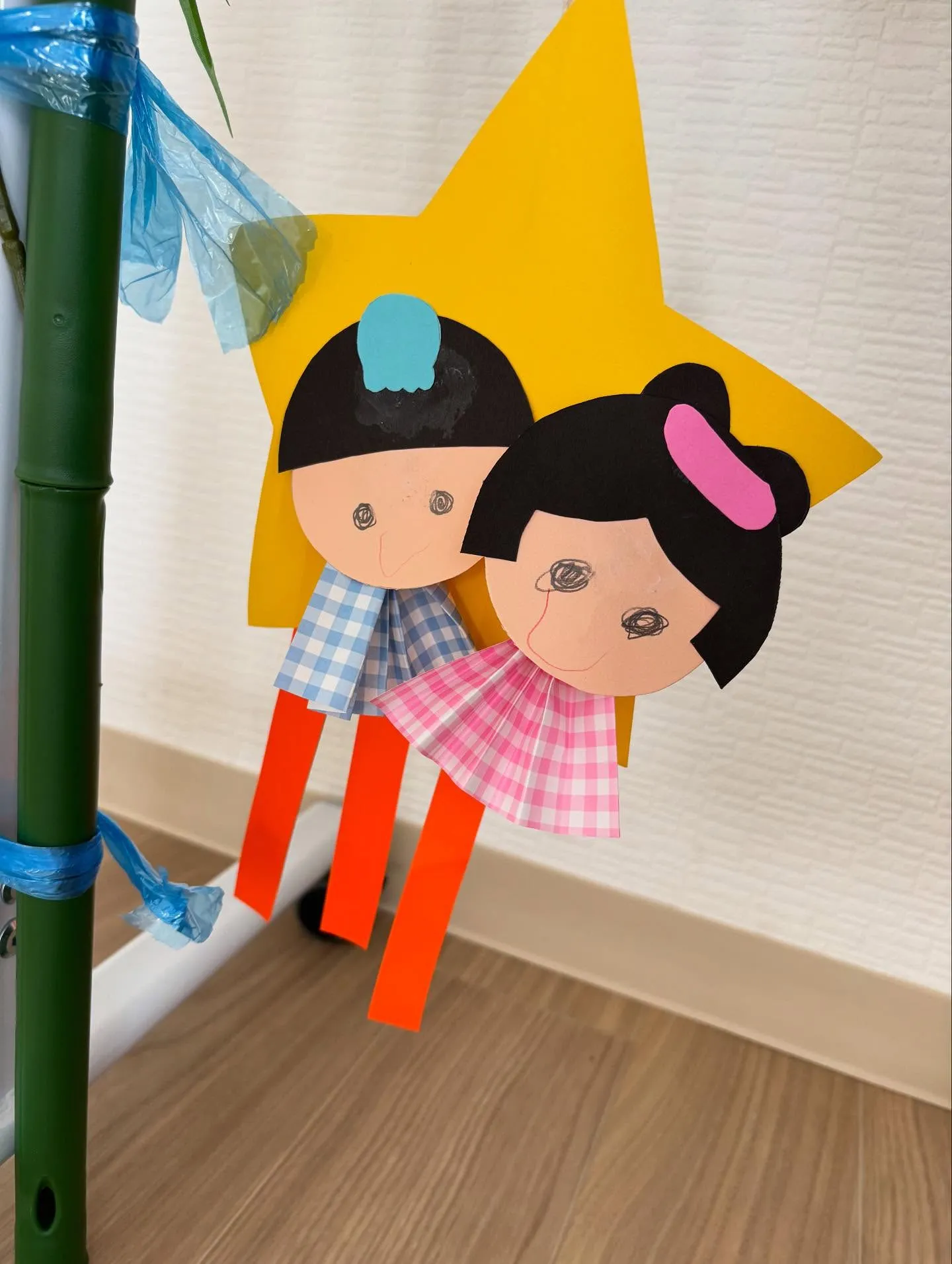 七夕制作で、織姫と彦星を作りました⭐️