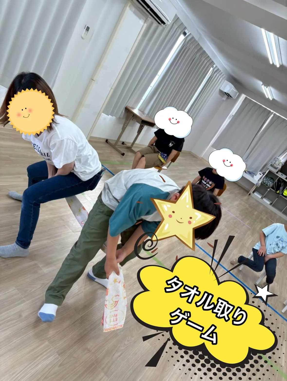 みんなで、タオル取りゲームをしました♪